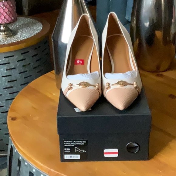 COACH: Lauri Mat Calf/Textured Snake Kitten Heels - Picture 2 of 6